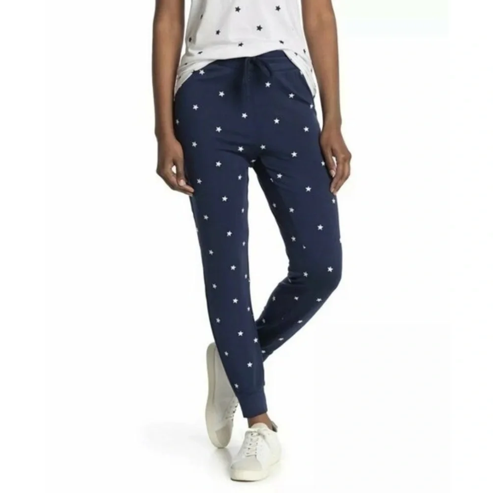 Splendid navy star embroidered drawstring joggers